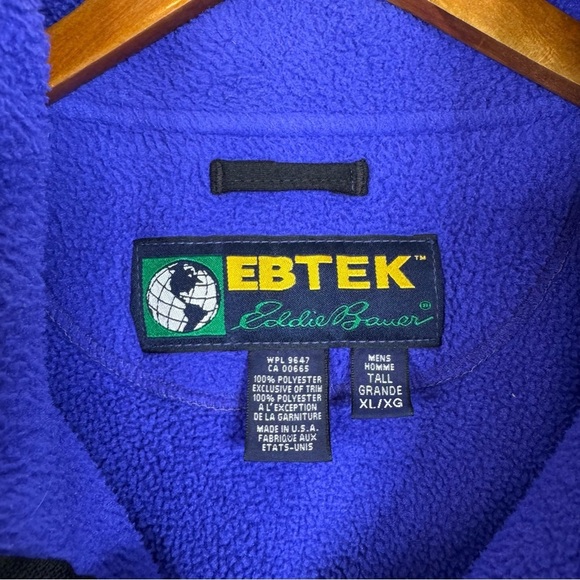 Vintage Ebtek Eddie Bauer Blue Fleece Vest Size Xlarge Tall - Picture 3 of 3
